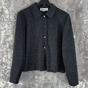 Allison Che Womens Size 10 Speckle Metal Button Blazer Jacket Long Sleeve Collar